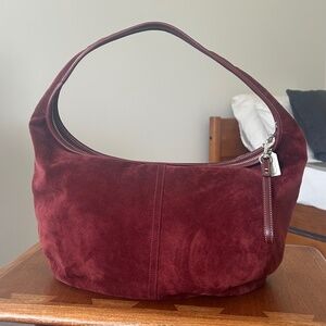Authentic Vintage Coach Ergo Hobo in Burgundy Suede #9222